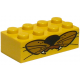 LEGO kocka 2x4 állat száj, bajusz és fog mintával, sárga (3001pb013)